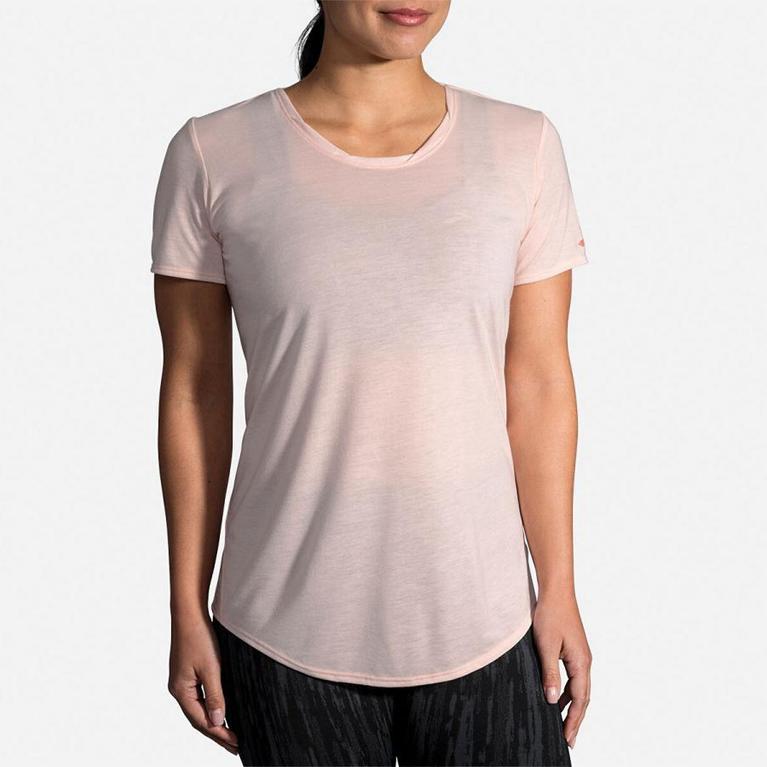 Brooks Distance Women's Short Sleeve Running Shirt - Pink (48073-HFSM)